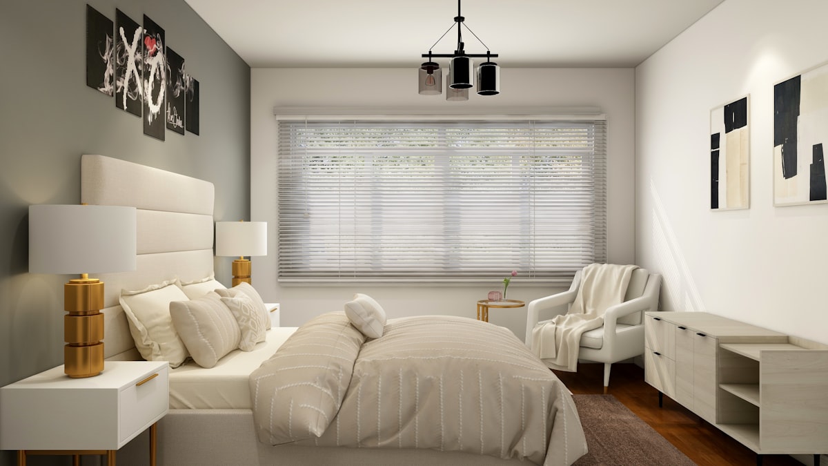 white bed near white window blinds related to Elevate Your Bedroom Style with a Navy Blue Quilted Coverlet