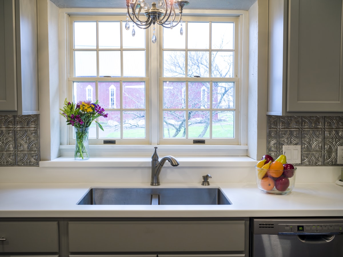 white ceramic sink with stainless steel faucet related to Kitchen Tiers and Valances: Elevate Your Kitchen's Style