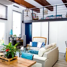 white leather couch and ottoman dinign set related to Maximizing Space with Practical Loft Bed Features