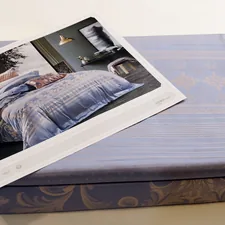white printer paper on black and white textile related to California King Coverlet