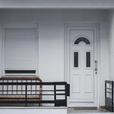 white wooden 4-panel door related to Enhance Your Home's First Impression with a Timeless White Entryway Bench