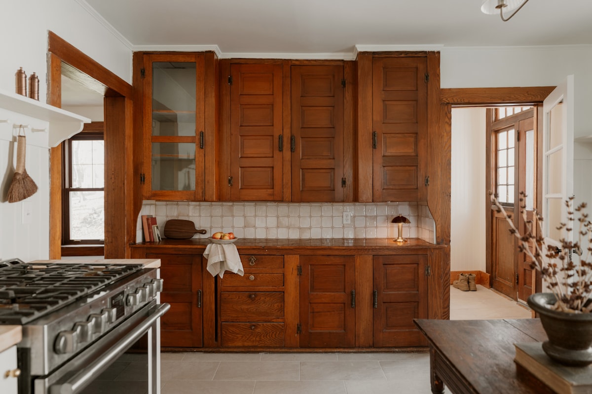 Wooden Cabinet (IG: @clay.banks) related to Country Kitchen Valances: Add Charm to Your Windows