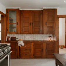 Wooden Cabinet (IG: @clay.banks) related to Country Kitchen Valances: Add Charm to Your Windows