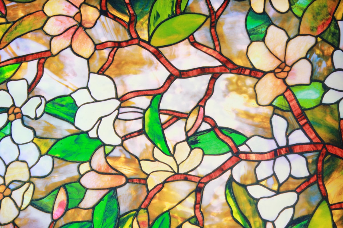 yellow green and brown abstract painting related to Stained Glass Valance